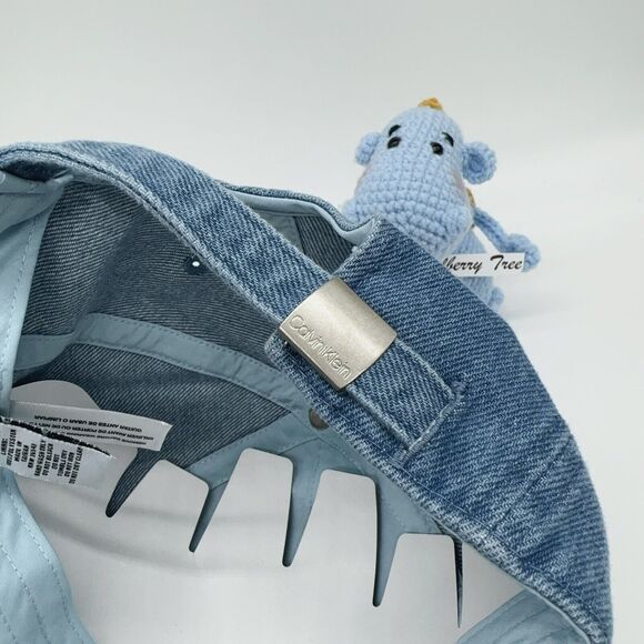 Calvin Klein CK Washed Denim Embroidered Logo Baseball Cap Unisex Hat NWT - Picture 6 of 8